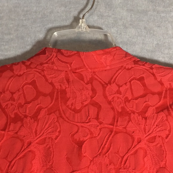 CHICO’S “Additions” Christmas Holiday Valentines Mandarin Style Brocade Jacket - Picture 4 of 15